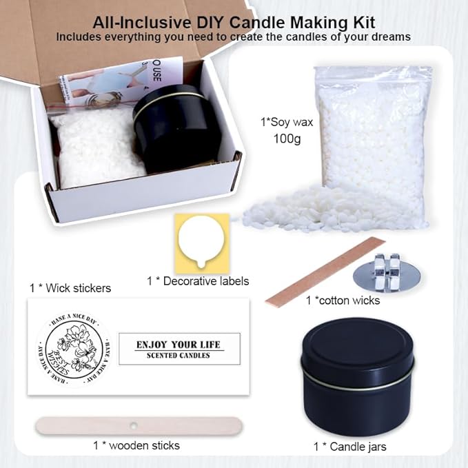 DIY Candle Making Supplies for Adults and Beginners, Including Soybean Wax, Exquisite Stickers, Candle Jars, Wicks, and Homemade Candle jar Sets with Essential Oils.