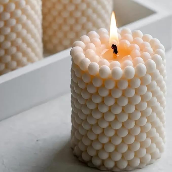 Silicone Candle Molds, 3D Bubble Cylinder Scented Candle Mold, Cozy Atmosphere Design, Colorless, BPA Free, Silicone Molds for Candle Making, DIY, Resin, Wax, Soap, Clay, Chocolate Etc