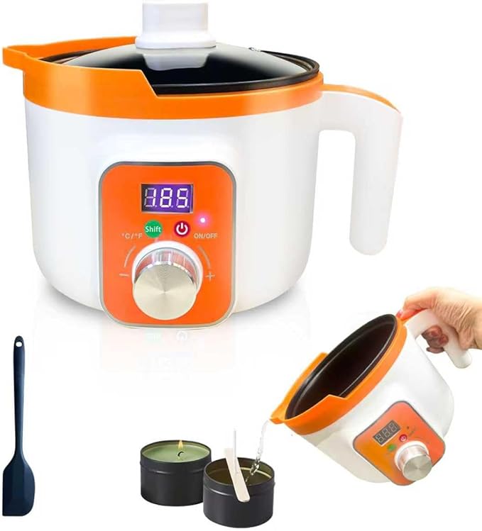 Candle Wax Melter Pot with LED Display & Precise Temperature Control, Electric Wax Melter for Candle Making with Spout for Easy Pouring, Fast Even Melting for Soy, Beeswax, Gel Wax & DIY Crafts