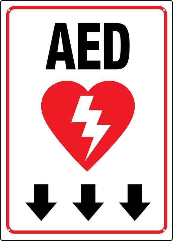 Aed Below Wall Signs For Business 8""X12"" Rust Free Aluminum Uv Printed,4 Pre-Drilled Holes.Durable/Weatherproof