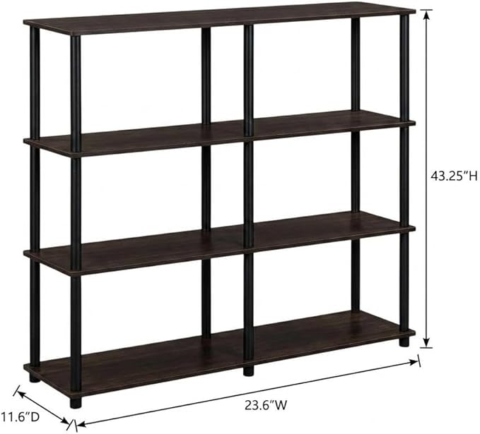Furnifact Dark Cherry Black Bookcase with Sturdy Wooden Construction, Elegant Storage Solution, Modern Design for Home and Office Organization