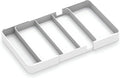 Shallow Drawer Organizer (1.57" H), Modular Expandable Desk Divider (Width 10.6"-17.9" OR Length 16.1"), Detachable Tray for Office Stationery, Makeup, Kitchen Utensils, White