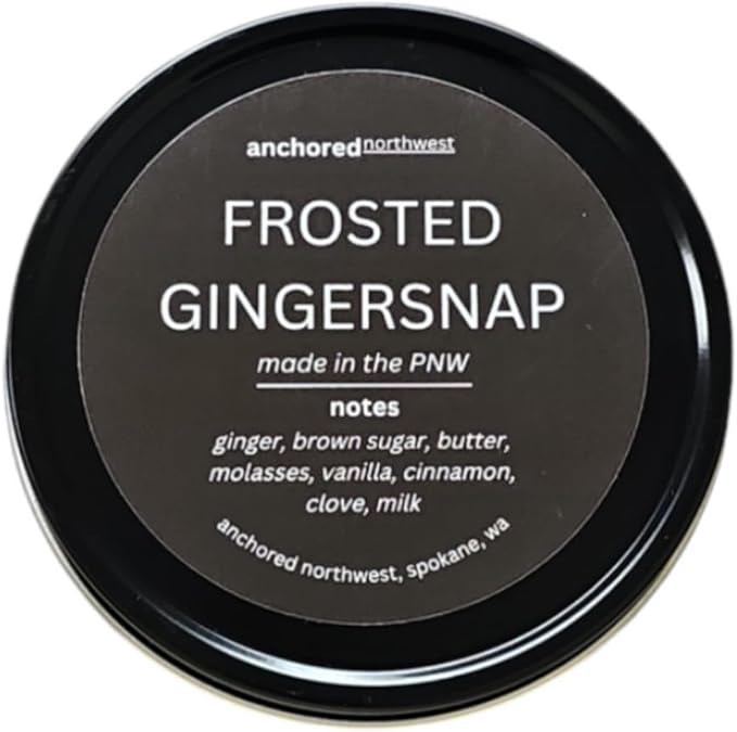Anchored Northwest - Frosted Gingersnap Travel Tin Candle, 6oz, 35+ Hour Burn