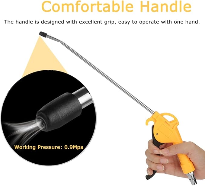 Watris Veiyi Air Blow Gun, High Volume Air Blower Gun, Dust Cleaning Tools with 10 Inch Aluminium Alloy Air Nozzle, Pneumatic Air Compressor Accessories