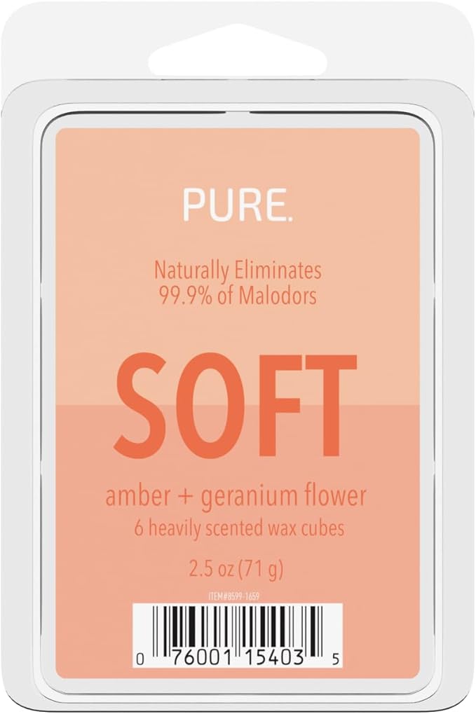 Candle-Lite Pure Wax Melts Amber & Geranium Flower Scent, Odor Eliminating, 3 Pack, Eliminates 99.9% of Odors, 6-Cube 2.5 oz Scented Wax Cubes, Proudly Poured in The USA, Ideal Gift for Home Fragrance