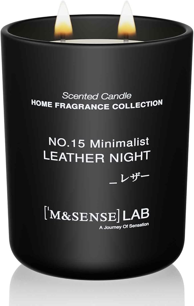 M&SENSE Natural Soy Large Candle| Leather Night | 16.6 oz, 95H Burn | Mini Spring Scented Candles for Relaxation, Valentines Day Gift, Home Décor | for Bedroom, Office, Party