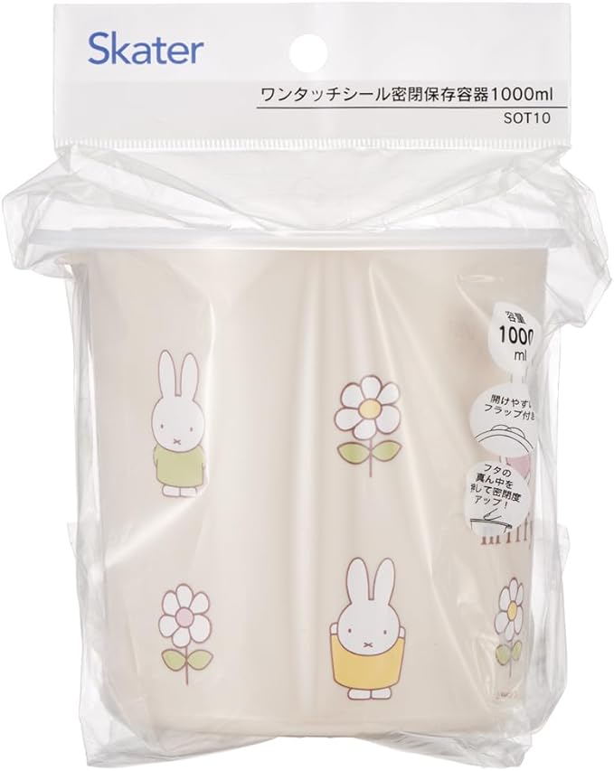 Skater SOT10-A One-Touch Seal Container, Large, 33.8 fl oz (1,000 ml), Airtight Container, Storage Container, Miffy