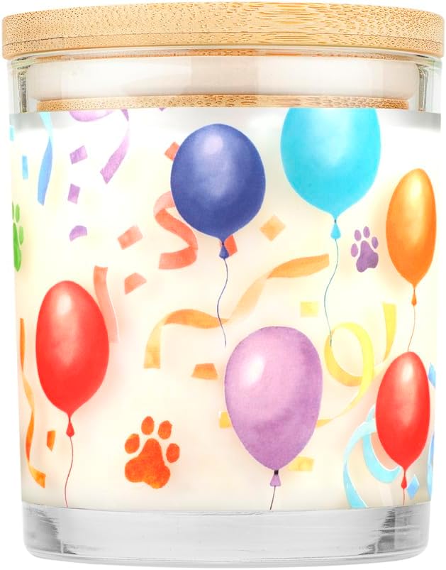 One Fur All Pet Happy Birthday Candle - Pet-Friendly & Natural Wax Candles - Birthday Cake Candle Scent - Plant-Based Eco-Friendly Scented Wax Candles - Dog Birthday Gift - Pet Odor Eliminator Candle