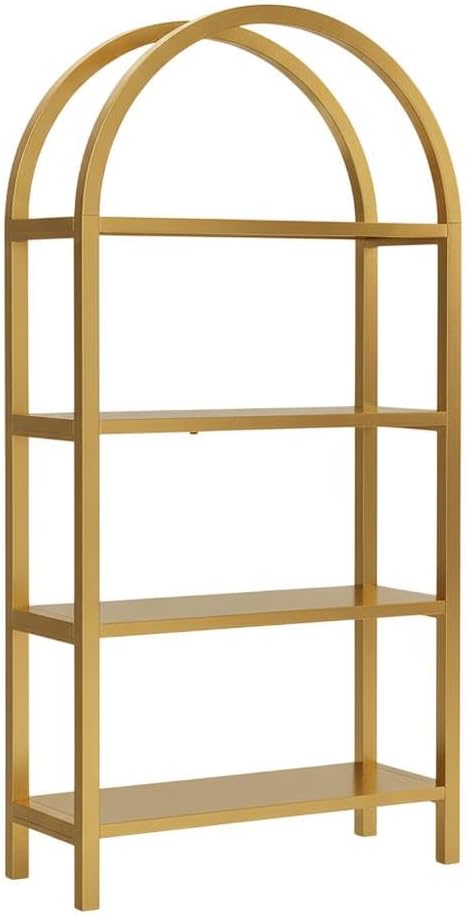 Wooden Large Arched Bookshelf, 72 Inch Tall Storage Unit, Durable Engineered Wood Construction, Arch Top Design for Living Room, Office Use