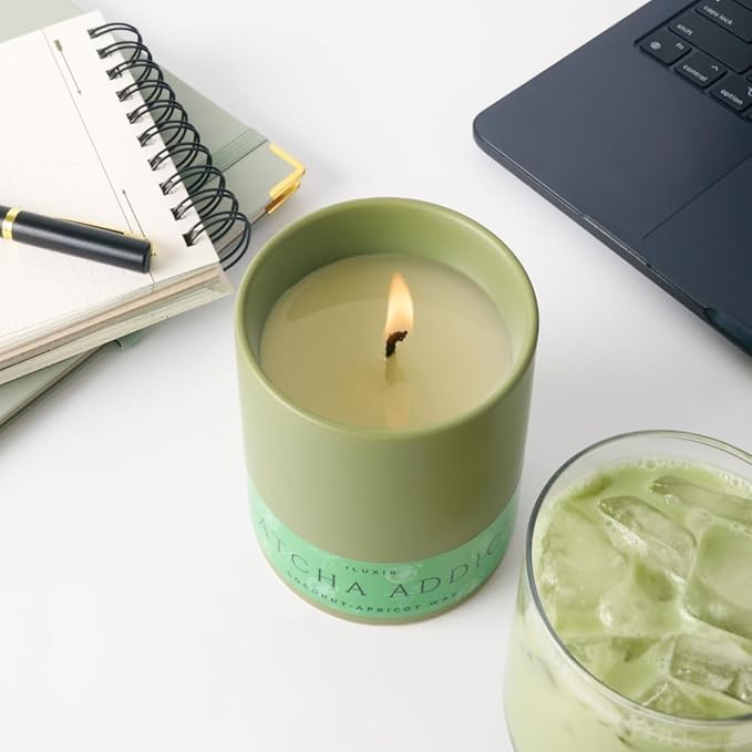Matcha Scented Candle – Long Burning & Non-Toxic Perfumed Candles, Green Tea, Citrus & Sandalwood, Handcrafted Aromatherapy Candle for Matcha Lovers – (13 oz with Bamboo Lid)