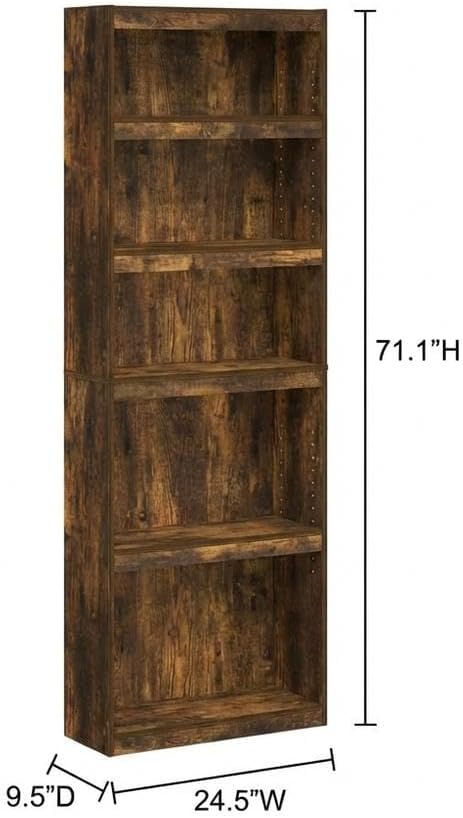 Furnifact Amber Pine 5-Tier Shelf Bookcase, Durable Wood Construction, Multi-Functional Storage, Stylish Rustic Finish, Suitable for Living Room or Office