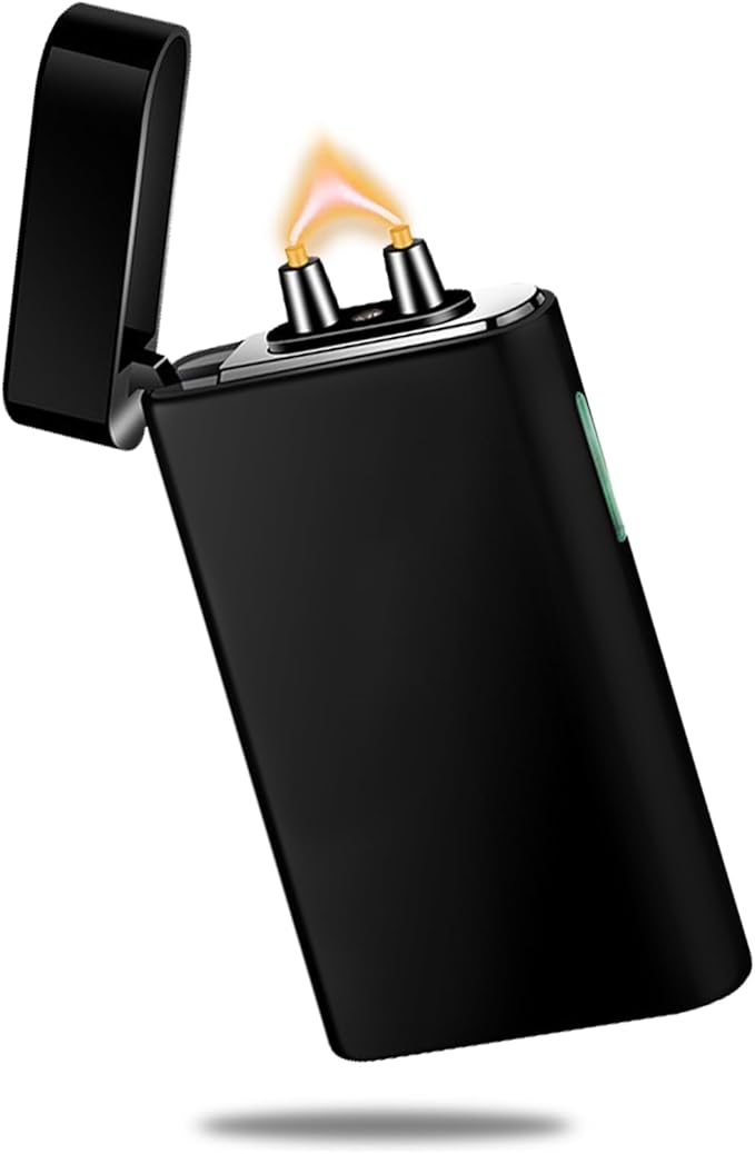 Electric Lighter Rechargeable USB C Plasma Arc Lighter Big Flame Electronic Lighters Metal Windproof Unique Pocket Lighters Box for Holiday, Friends, Family (Ice Black)
