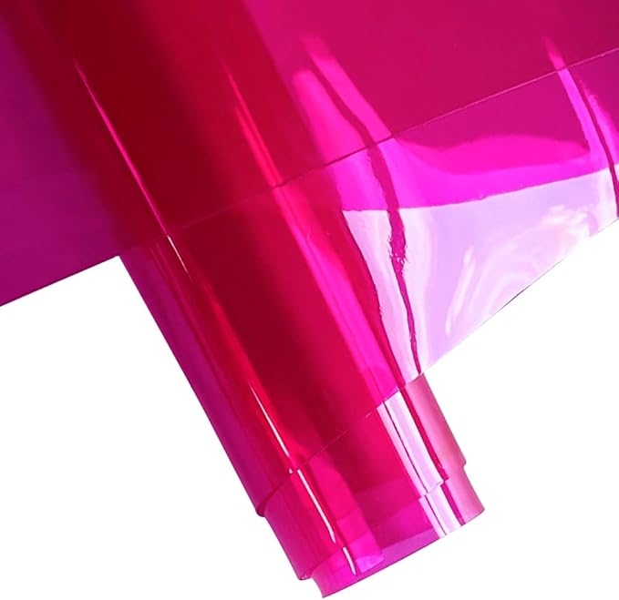 ONEART | 30 Gauge Leather Vinyl, Solid Color See-Through Waterproof Jelly Faux Leather for Women DIY Handbags Tote, 12" x 48" (Rose)