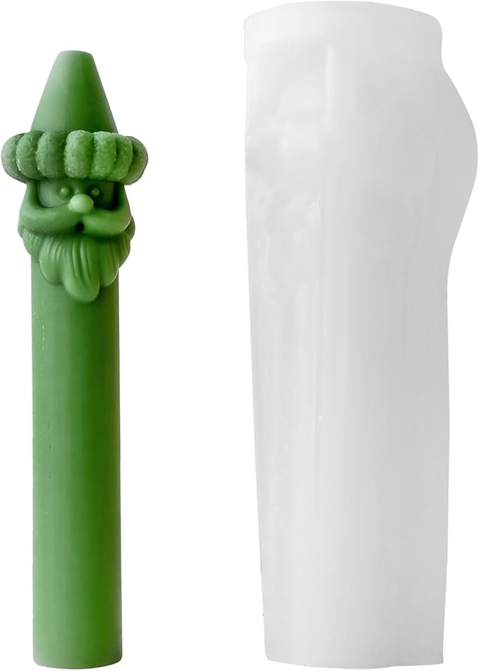 Santa Claus Long Cylinder Candle Silicone Mold for DIY Candle Making, Christmas Decor, Holiday Crafts, Soap Molding, Resin Casting