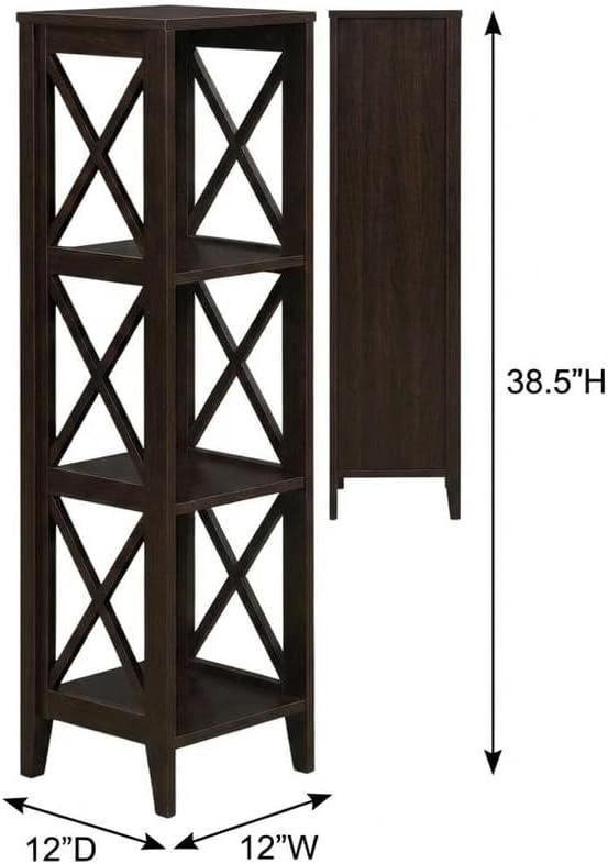 Furnifact Espresso 3 Tier Corner Bookcase with Non Lead Base Paint, Space-Saving Design, Modern Style, Durable Construction