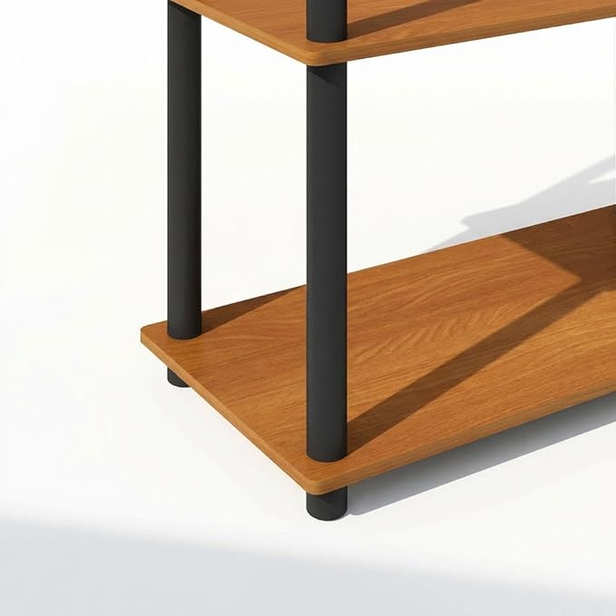 Furnifact Light Cherry Black Bookcase with Wood Construction, Spacious Storage, Stylish Design, Perfect for Home and Office Use