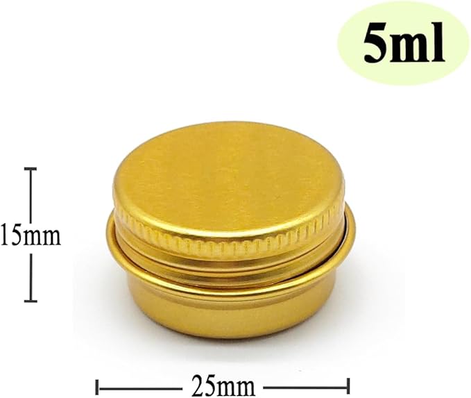 30 pack 5ml Lip Balm Tin Cans, 5g Mini Aluminum Makeup Sample Containers with Screw Lid, Empty Metal Tins Pot Storage Travel Jars for Cosmetic Cream Candle Tea, 5 Gram Small Tins, Gold Color