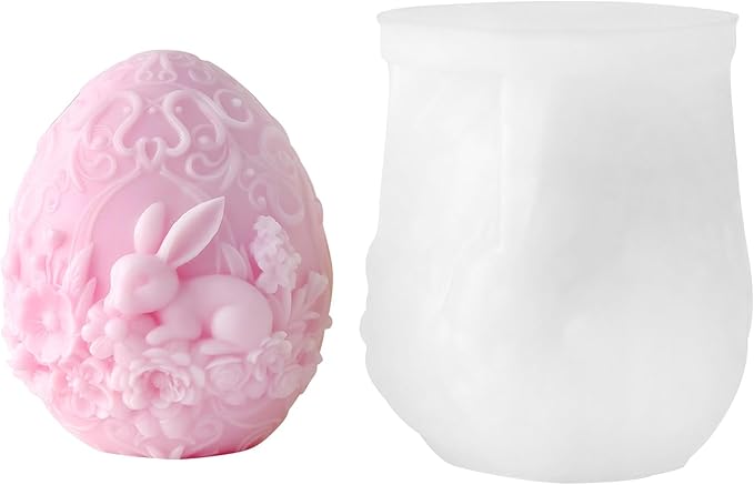 Easter Candle Mold for Candle Making, 3D Silicone Mold for Resin Casting DIY Plaster Polymer Clay Home Decoration (Rabbit&Eggs)
