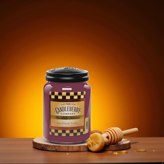 Candleberry Candles Hot Maple Toddy | Strong Fragrances for Home | Hand Poured in The USA | Highly Scented | 135 Hour Burn Time | Large Jar