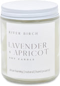 River Birch Candles Lavender + Apricot Scented Candle | Premium, All-Natural, Non-Toxic, Soy Wax | 8.5oz 40 Hr Burn Time | Cozy Relaxing Gifts for Home