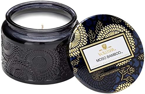 Voluspa Moso Bamboo, Petite Candle Jar, 3.2 Ounce, 25 Hour Burn Time, Coconut Wax for Clean Burning, Handcrafted in The USA