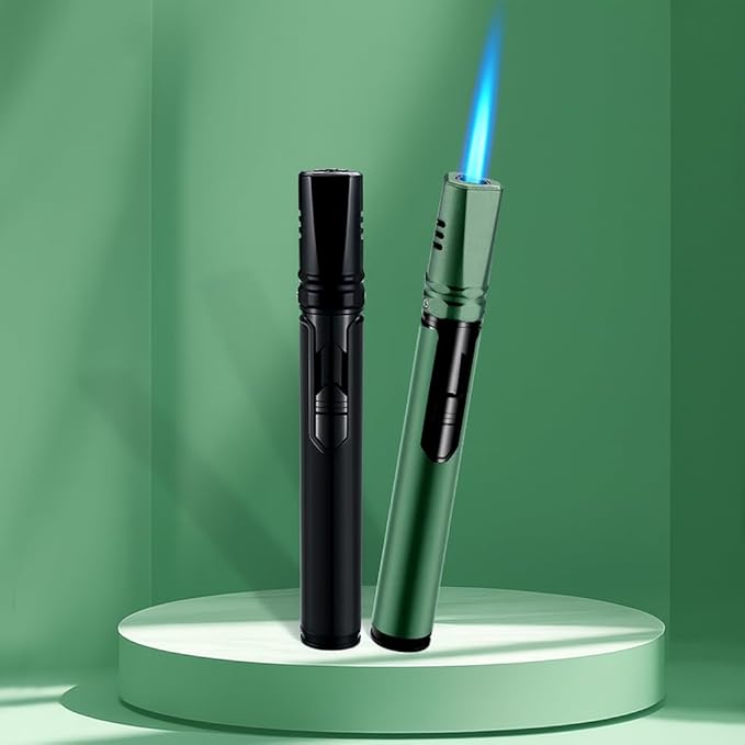 2 Pack Torch Butane Lighters Adjustable Jet Flame Wind Resistant Butane Refillable Gas Long Lighter for Camping Candle Grill BBQ Fireworks (Gas Not Included)