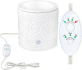 White Swirl Ceramic Candle Warmer Electric with Safety Timer | Automatic Plug in Fragrance Warmer for Scented Wax Melts, Cubes, Tarts | Air Freshener Set for Home Décor, Office, and Gifts