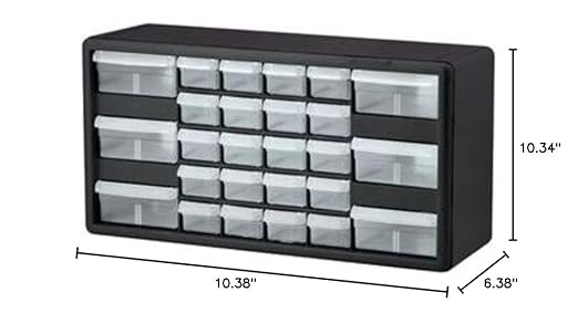 Akro-Mils 10126 Plastic 26-Drawer Small Parts Cabinet OD 20 x 6-3/8 x 10-11/32