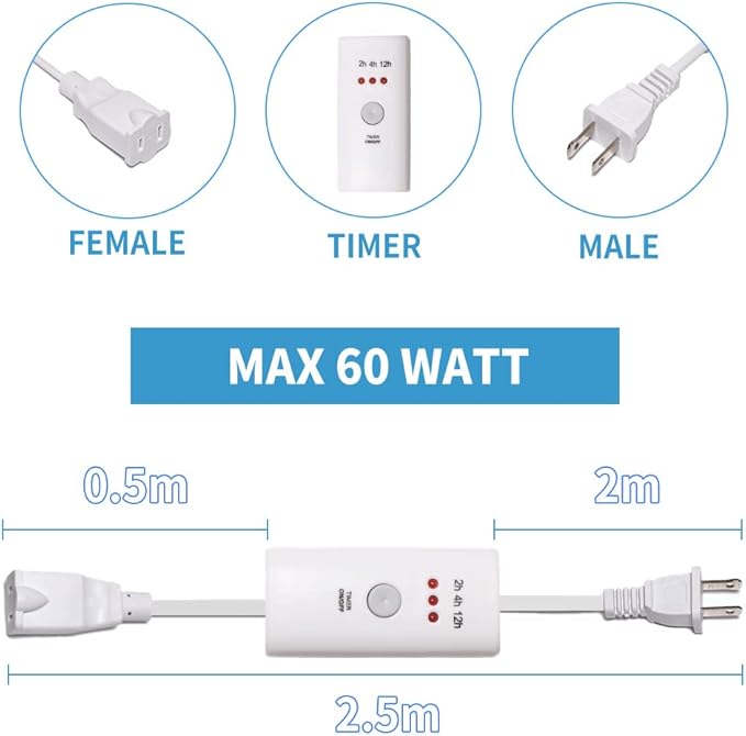 HNB Auto Off Timer Lenth 2.5m for Indoor Small Appliances,Electric Oil Melt Warmer Wax Melt Warmer Wax Melter Fragrance Lamp Oil Warmer Burner (with Auto Off Timer 01)