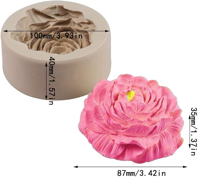 Cestony 3D Flower Peony Candle Silicone Molds for Making Candle Resin Pillar Aromatherapy gypsum Candles Wax Soap Flower Specimen Clay Craft
