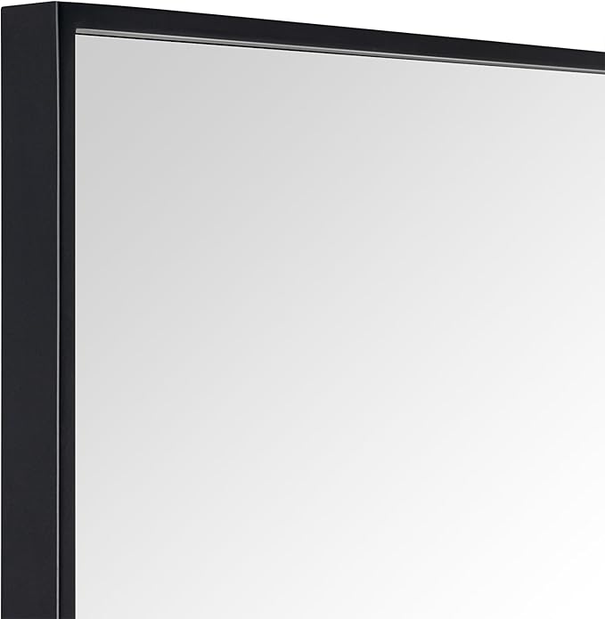 TEHOME Black Bathroom Vanity Mirror with Squared Corners, 24x32'' Matt Black Rectangle Stainless Steel Metal Framed Mirror for Bathroom