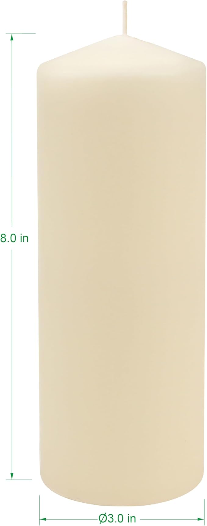 Stonebriar 3 Pack Tall 3 x 8 Inch 80 Hour Long Burning Unscented Ivory Wax Pillar Candles