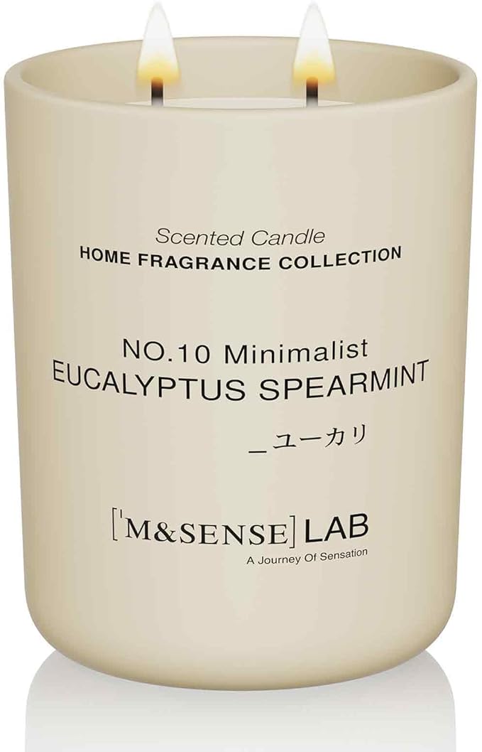 M&SENSE Natural Soy Large Candle| Eucalyptus Mint | 16.6 oz, 95H Burn | Spring Scented Candles for Relaxation, Valentines Day Gift, Home Décor | for Bedroom, Office, Party