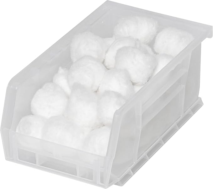 Akro-Mils 30220 AkroBins Plastic Storage Bins, Space-Saving Stackable Bins for Garage, Pantry, Craft Organization, 7" x 4" x 3", Clear, 24-Pack