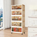 5 Tier Stackable Plastic Storage Bins with Lids Stackable Containers with Wheels and Magnetic Doors Wheels StackableStorage Bins for Living Room,Office,Dorm