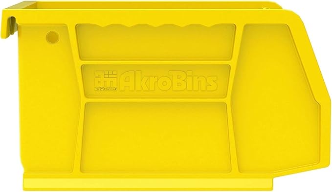 Akro-Mils 30210 AkroBins Plastic Storage Bins, Space-Saving Stackable Bins for Garage, Pantry, Craft Organization, 5" x 4" x 3", Yellow, 24-Pack