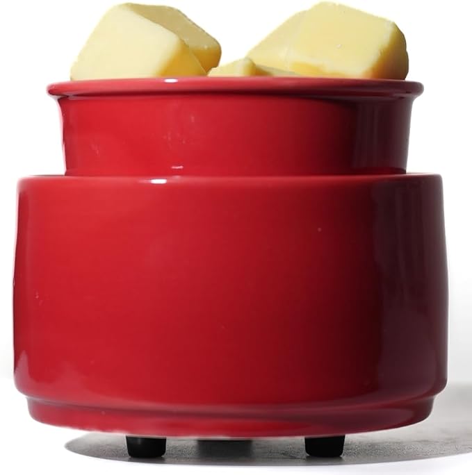 Ceramic Electric Wax Melt Warmer & Cube Oil Melter Cute Small Warmers Aromatherapy for Home Decorative Burner Melts Scented Candle Tart Scent Warm Fragrance (red)
