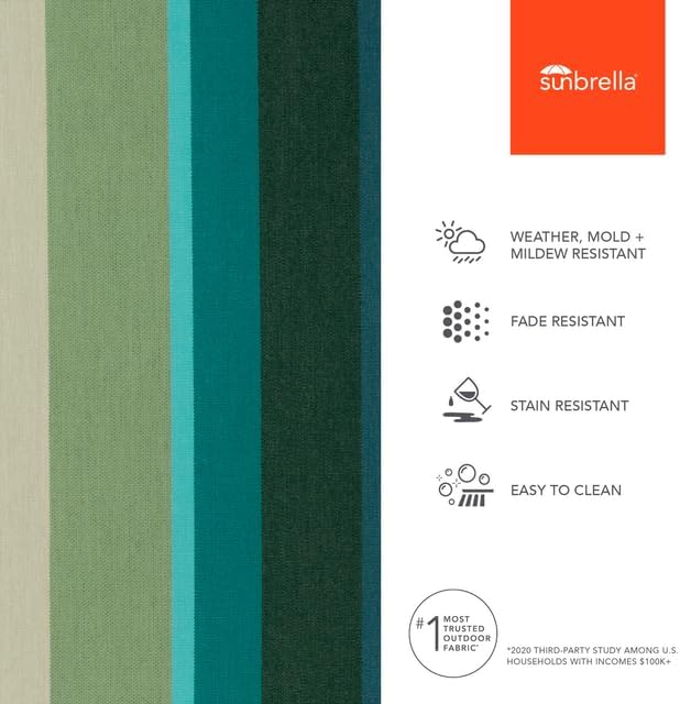 Sunbrella Outdoor Fabric by The Yard | Beaming Lagoon (Striped) | Official Sunbrella Seller | Indoor or Outdoor Upholstery Fabric for Chairs, Cushions, Drapery, Pillows, Furniture