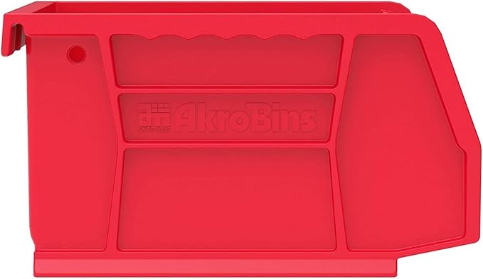 Akro-Mils 30210 AkroBins Plastic Storage Bins, Space-Saving Stackable Bins for Garage, Pantry, Craft Organization, 5" x 4" x 3", Red, 24-Pack