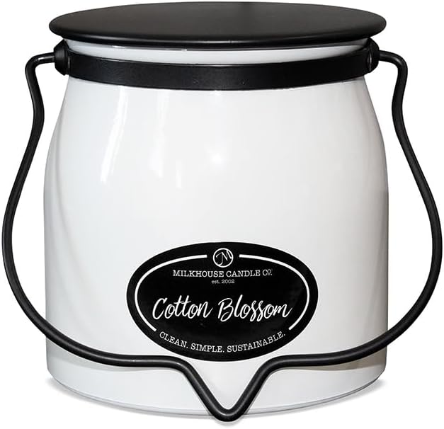 Milkhouse Candle Company - Cotton Blossom - Creamery Collection - 16oz Double Cotton Wick Soy Candles with Beeswax - Long Burn Time, Made in The USA - Non Toxic, Premium Scented Candles