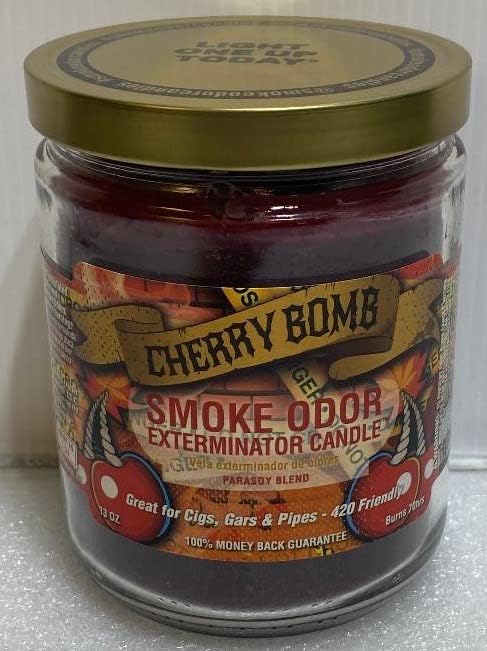 Smoke Odor Exterminator 13oz Jar Candle, Cherry Bomb Three Pack.