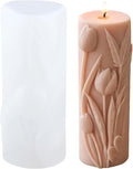 XIAOSHUI Tulip Cylinder Cylinder Candle Molds Tulip Flower Pillar Candle Silicone Mold for Candles Making Resin Casting Aromatherapy Candles Gypsum Craft Home Decorate
