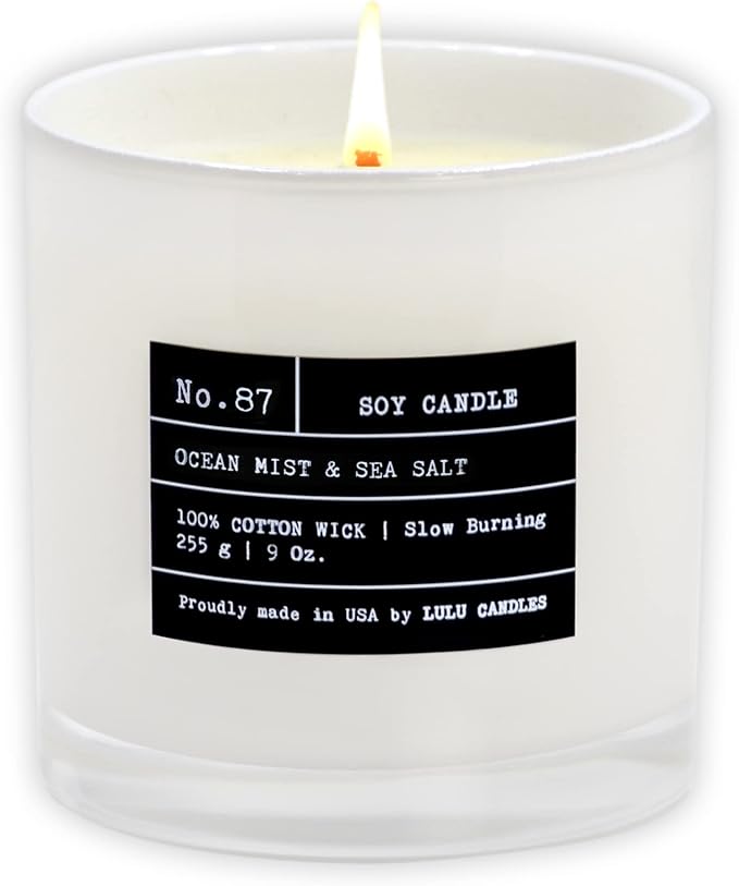 Lulu Candles | Ocean Mist & Sea Salt | Luxury Scented Soy Jar Candle | Hand Poured in The USA | Highly Scented & Long Lasting- 9 Oz.