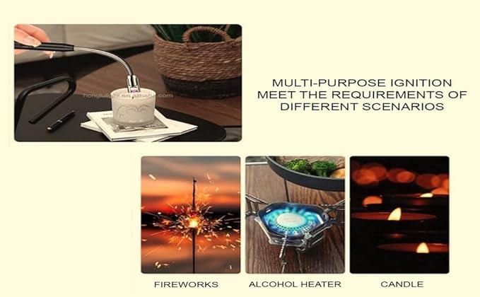 Rechargeable Electric Lighter, USB Plasma Flameless Windproof, 360 Degree Flexible Hose, Stainless Steel for Kitchen Gas Stove Candles Fireworks