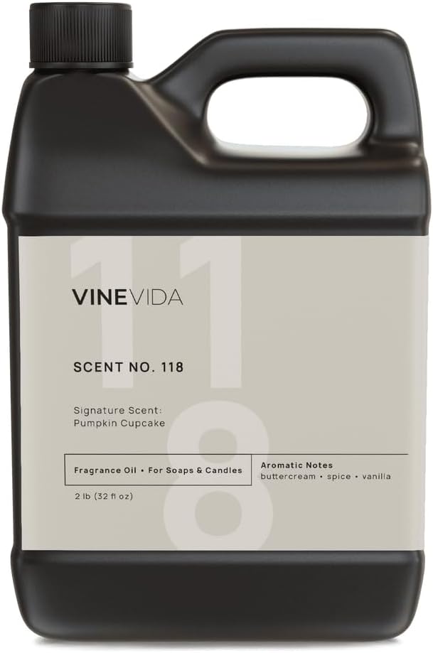 VINEVIDA Scent NO. 118 Fragrance Oil - 32oz (2lbs) - Signature Scent: Pumpkin Cupcake Fragrance Oil for Candle Making - Made in USA Candle Scents Scents for Soap Making