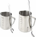 2PCS Candle Making Pouring Pot With Long Spoons, Wax Melting Measuring Cups, Stainless Steel Pitcher With Dripless Spout (600ml, 900ml)