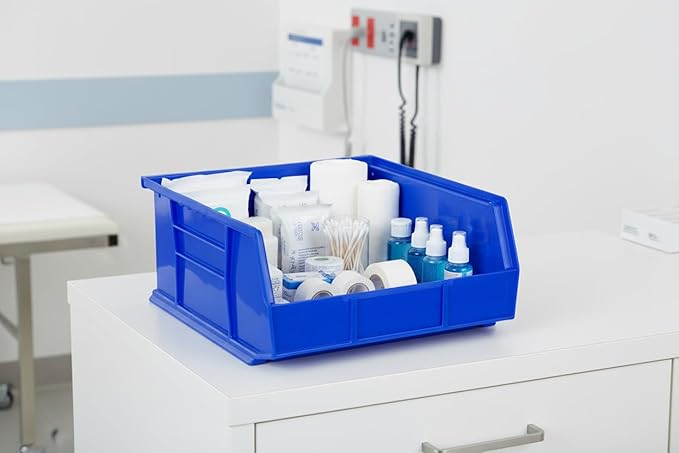 Hudson Exchange 11" x 11" x 5" (3 Pack) Plastic Stackable Storage Bin and Hanging Container, Blue