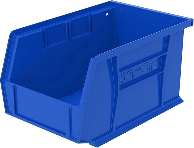 Akro-Mils 30237 AkroBins Plastic Storage Bins, Space-Saving Stackable Bins for Garage, Pantry, Craft Organization, 9" x 6" x 5", Blue, 12-Pack