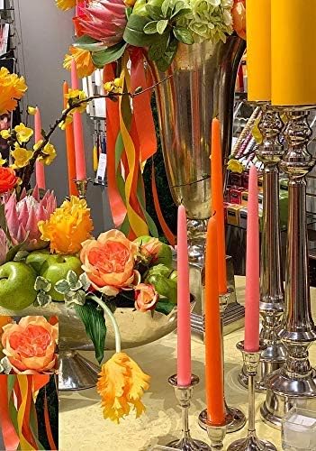 D'light Online Elegant 10" Unscented Coral Taper Candles, Premium Quality Hand-Dipped Tapered Candles, Dripless and Smokeless - Set of 12 Individually Wrapped (10 Inch, Coral)