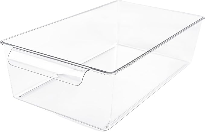 2 Pack 2-Tier Bathroom Under Sink Organizers and Storage - Clear Stackable Containers for Kitchen, Pantry, Vanity, Medicine Cabinet, Makeup, and Counter with Pull-Out Track